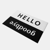 hallo afscheid zwart-wit deurmat (Schuin)