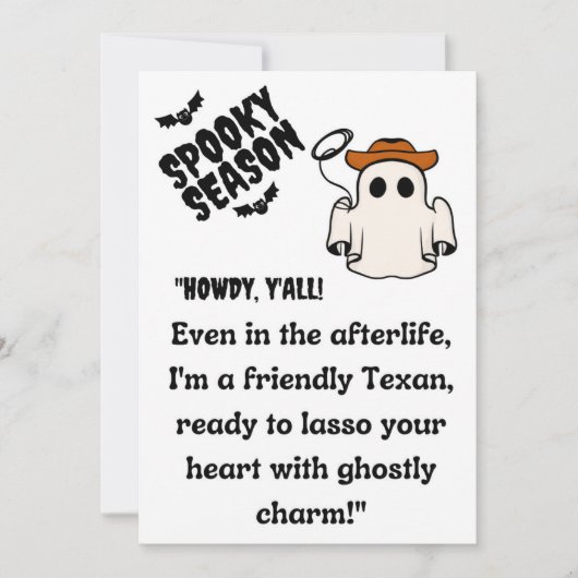 "Hallo allemaal! Texas Cowboy Ghost Halloween Feestdagenkaart (Voorkant)