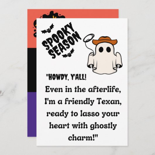 "Hallo allemaal! Texas Cowboy Ghost Halloween Feestdagenkaart (Voorkant / Achterkant)
