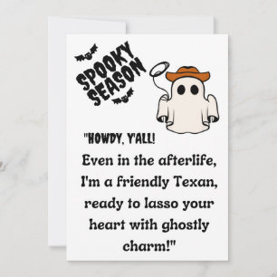 "Hallo allemaal! Texas Cowboy Ghost Halloween Feestdagenkaart