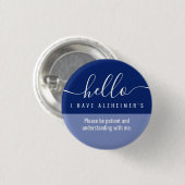 hallo alzheimers bewustzijn en noodcontact ronde button 3,2 cm (Voorkant /achterkant)