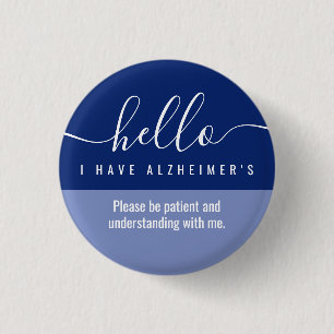 hallo alzheimers bewustzijn en noodcontact ronde button 3,2 cm