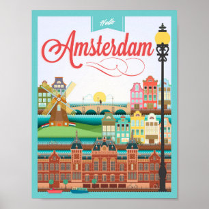 hallo Amsterdam Holland Poster