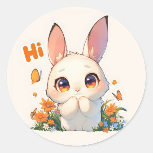 Hallo Anime Bunny Schattige Ronde Sticker