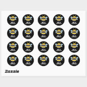hallo Anybuzzy Funny Bee Pun Dark BG Ronde Sticker (Vel)