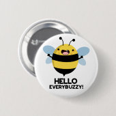 hallo Anybuzzy Funny Bee Pun Ronde Button 5,7 Cm (Voorkant /achterkant)