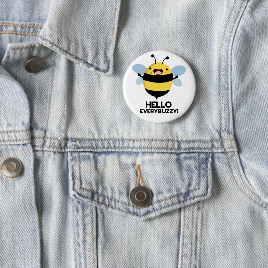 hallo Anybuzzy Funny Bee Pun Ronde Button 5,7 Cm (In situ)