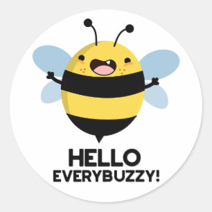 hallo Anybuzzy Funny Bee Pun Ronde Sticker
