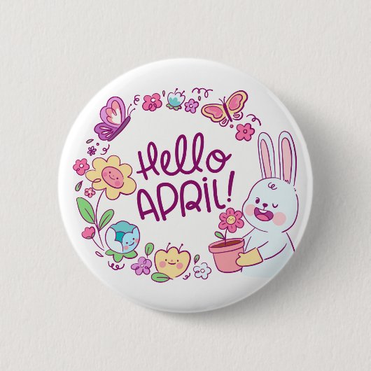 Hallo April Button – Een Schattigee vleugje voorja (Voorkant)