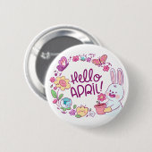 Hallo April Button – Een Schattigee vleugje voorja (Voorkant /achterkant)