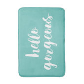 hallo | Aqua & White Typografie Badmat (Voorkant Verticaal)