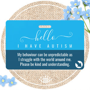 hallo autisme bewustzijn en noodcontact  badge