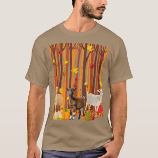 hallo Autumn Goat Maple Leaf Herfst Pumpkin Mannen T-shirt