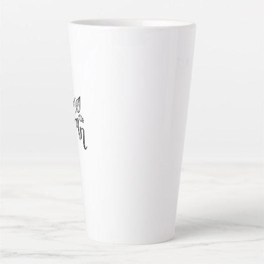 hallo Autumn Leaves Black en White Calligraphy Latte Mok (Voorkant)