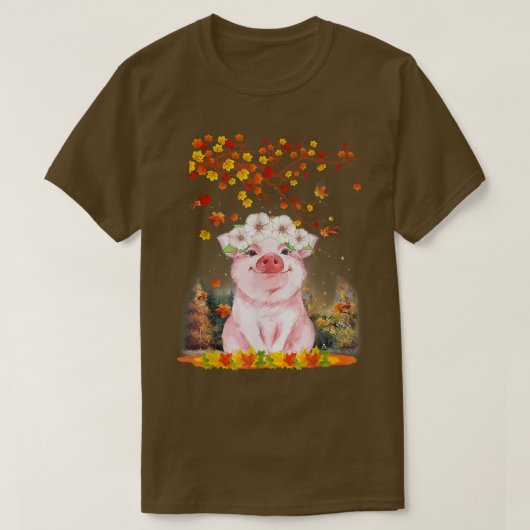 hallo Autumn Maple Pig Leaf Herfst Cute Pigs Lover T-shirt (Design voorkant)