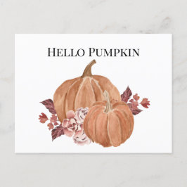 Hallo Autumn Pumpkin Waterverf Briefkaart