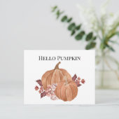 Hallo Autumn Pumpkin Waterverf Briefkaart (Staand voorkant)