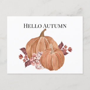 Hallo Autumn Pumpkin Waterverf Briefkaart