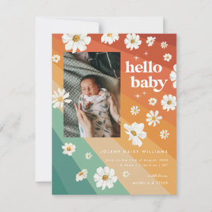 hallo Baby   Aankondiging van retro Boho Birth