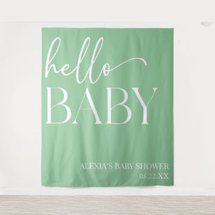 Hallo Baby Baby shower Groene minimalist Wandkleed