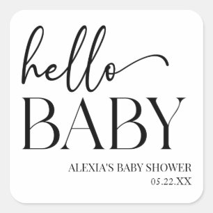 Hallo Baby Baby shower Minimalist voor zwart-wit Vierkante Sticker