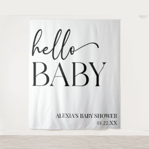 Hallo Baby Baby shower Minimalist voor zwart-wit Wandkleed