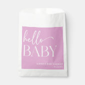 Hallo Baby Baby shower Roze Minimalist Bedankzakje (Voorkant)
