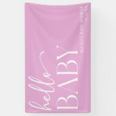 Hallo Baby Baby shower Roze Minimalist Spandoek (Verticaal)
