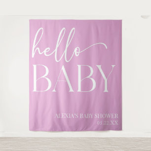 Hallo Baby Baby shower Roze Minimalist Wandkleed