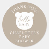 Hallo Baby Beer Dank u Ronde Sticker (Voorkant)