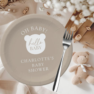 Hallo Baby Beer Het is een jongen Papieren Bordje