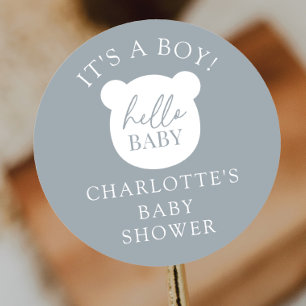 Hallo Baby Beer Het is een jongen Ronde Sticker