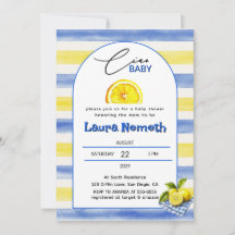 Hallo Baby Blauw & Gele Strepen Lemon Baby Shower