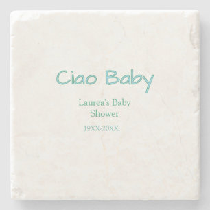 hallo baby blauw groen pastel baby shower naam dat stenen onderzetter