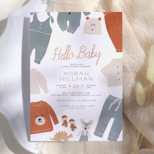 Hallo Baby   Blauwe Boho Kleren Jongens Babyfeestj Kaart