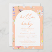 Hallo Baby Bloemen Baby shower Uitnodiging (Voorkant)