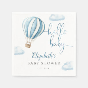 Hallo Baby Blue Hete Lucht Ballon Baby Shower Servet