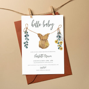 hallo Baby Bohemian Clothes Foto Girl Baby shower Kaart