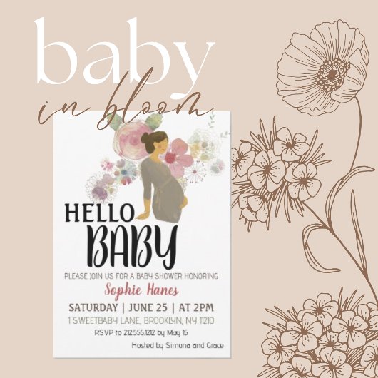hallo Baby Boho Botanisch Baby shower Kaart
