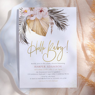 Hallo Baby Boho Pampasgras & Tropische Palm Kaart