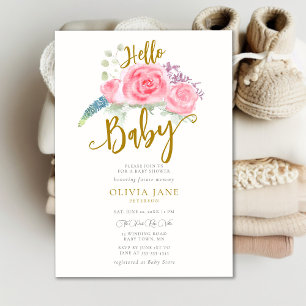 hallo Baby Boho Rozen met een neutraal Baby shower Kaart