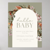 HALLO BABY | Botanische Boho Sage Welkom Poster (Voorkant)