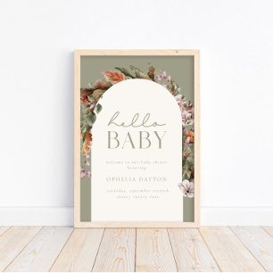 HALLO BABY   Botanische Boho Sage Welkom Poster