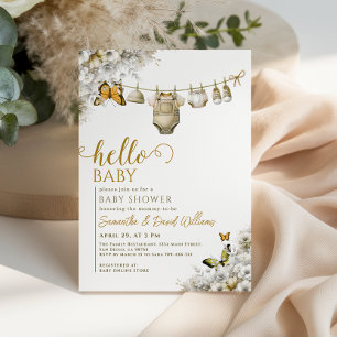 Hallo Baby Botanische Kleding Neutrale Baby Shower Kaart
