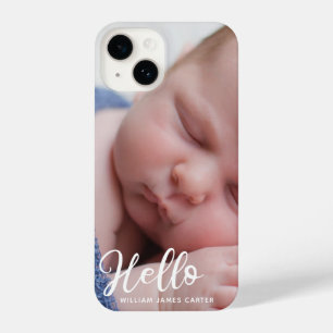 hallo Baby Boy Eenvoudig Manuscript Gepersonalisee iPhone 14 Hoesje