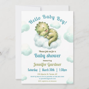 Hallo Baby Boy Schattige Dinosaurus Blauw Baby sho Kaart