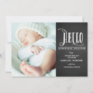 hallo Baby Chalkboard Foto geboorteaankondiging Aankondiging