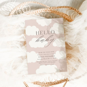 Hallo Baby   Cloud Nine Roze Meisje Baby shower Kaart