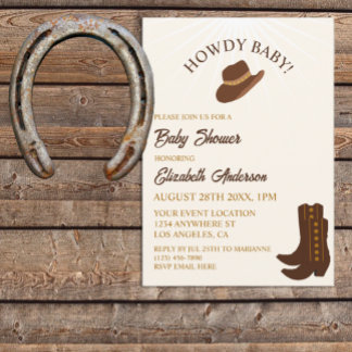 Hallo Baby! Cowboy Western Baby Shower Kaart