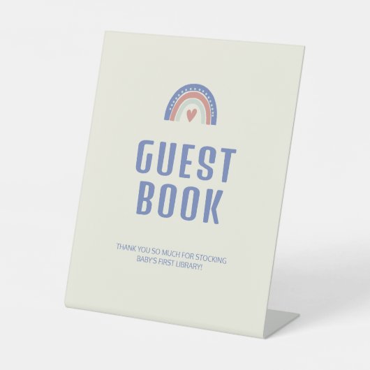 hallo Baby Cute Boho Guest Book Baby shower Reclamebord Met Voetstuk (Voorkant)